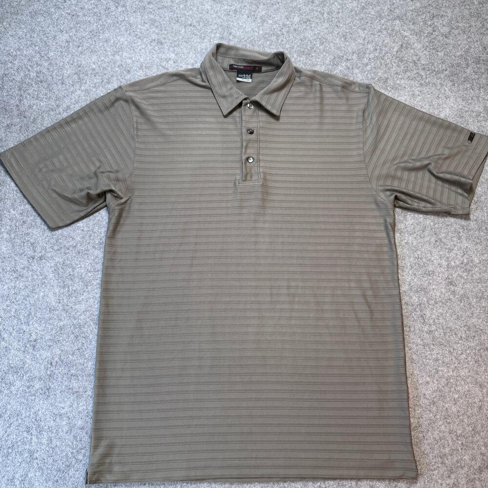 Nike Tiger Woods Collection Golf Polo Men’s M Gray Stripe Fit Dry Stretch